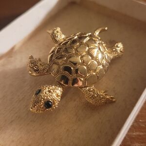 Monet Vintage Gold Turtle Brooch